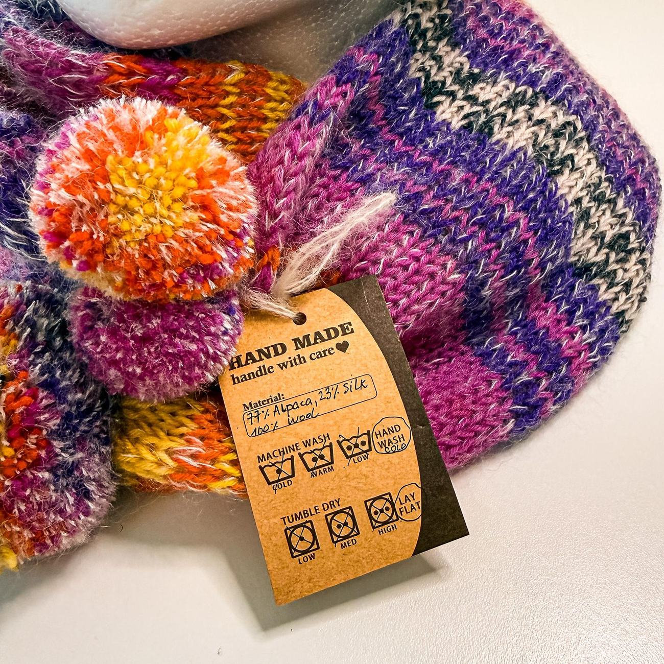 Alpaca scarf & beanie set, sunset stripes, photo 4