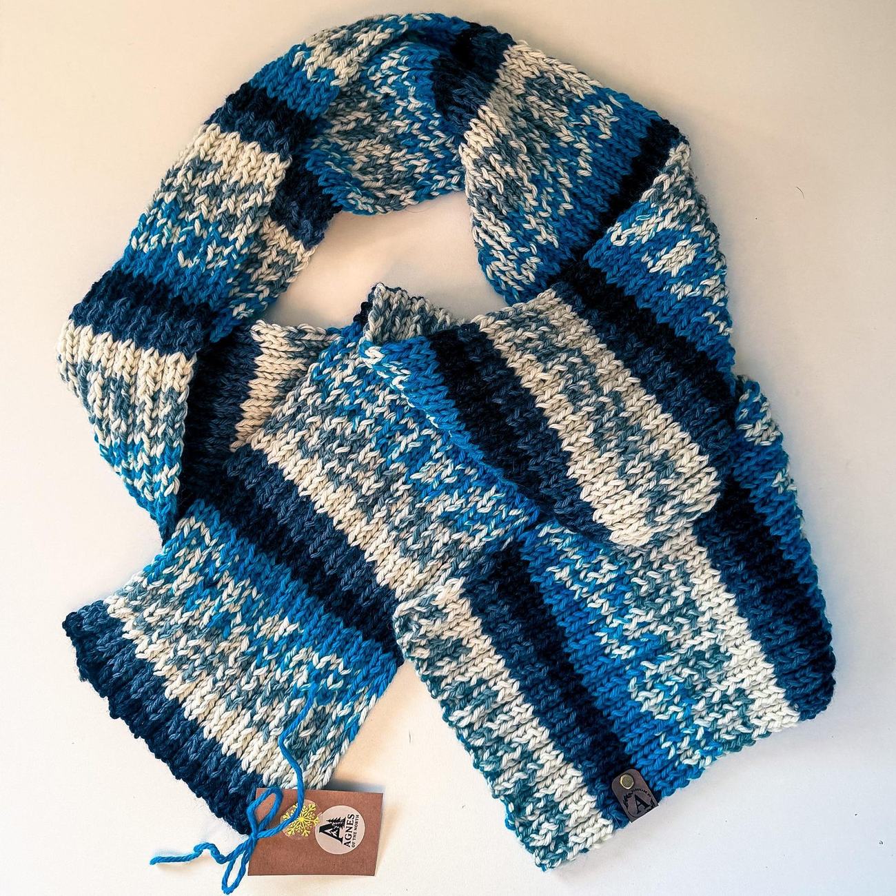 Wool scarf, Nordic blue stripes, photo 2
