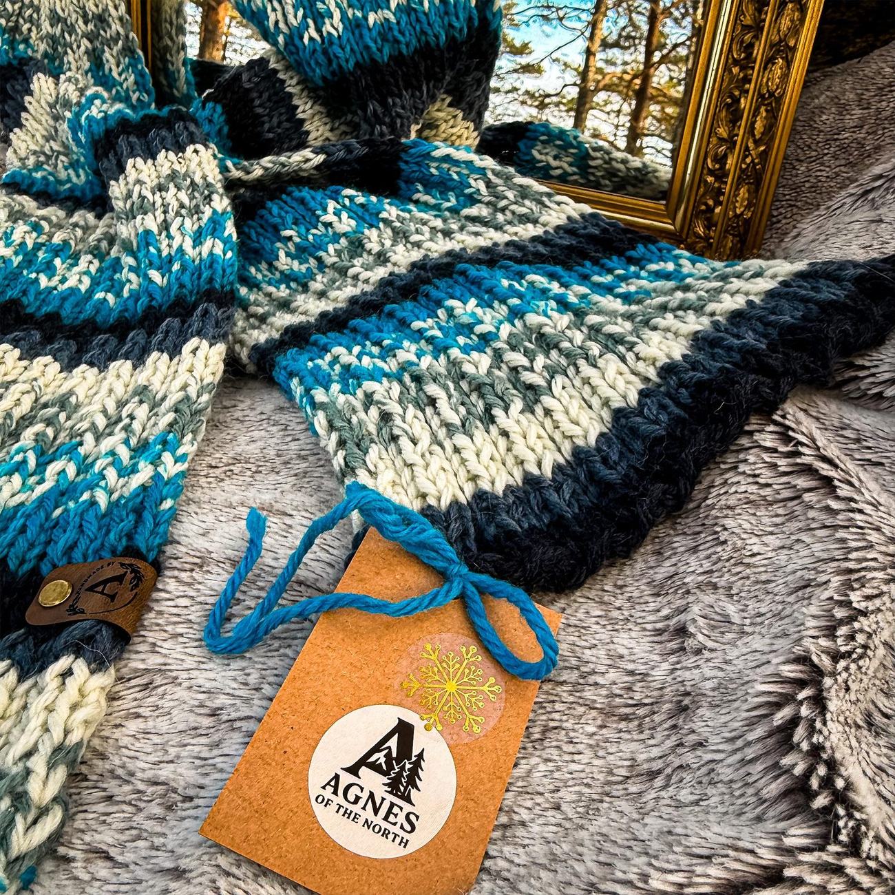 Wool scarf, Nordic blue stripes, photo 4