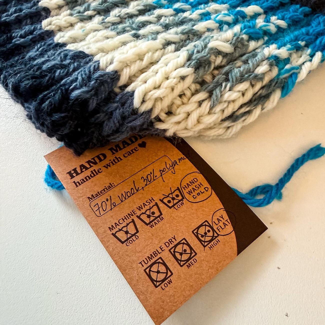 Wool scarf, Nordic blue stripes, photo 5