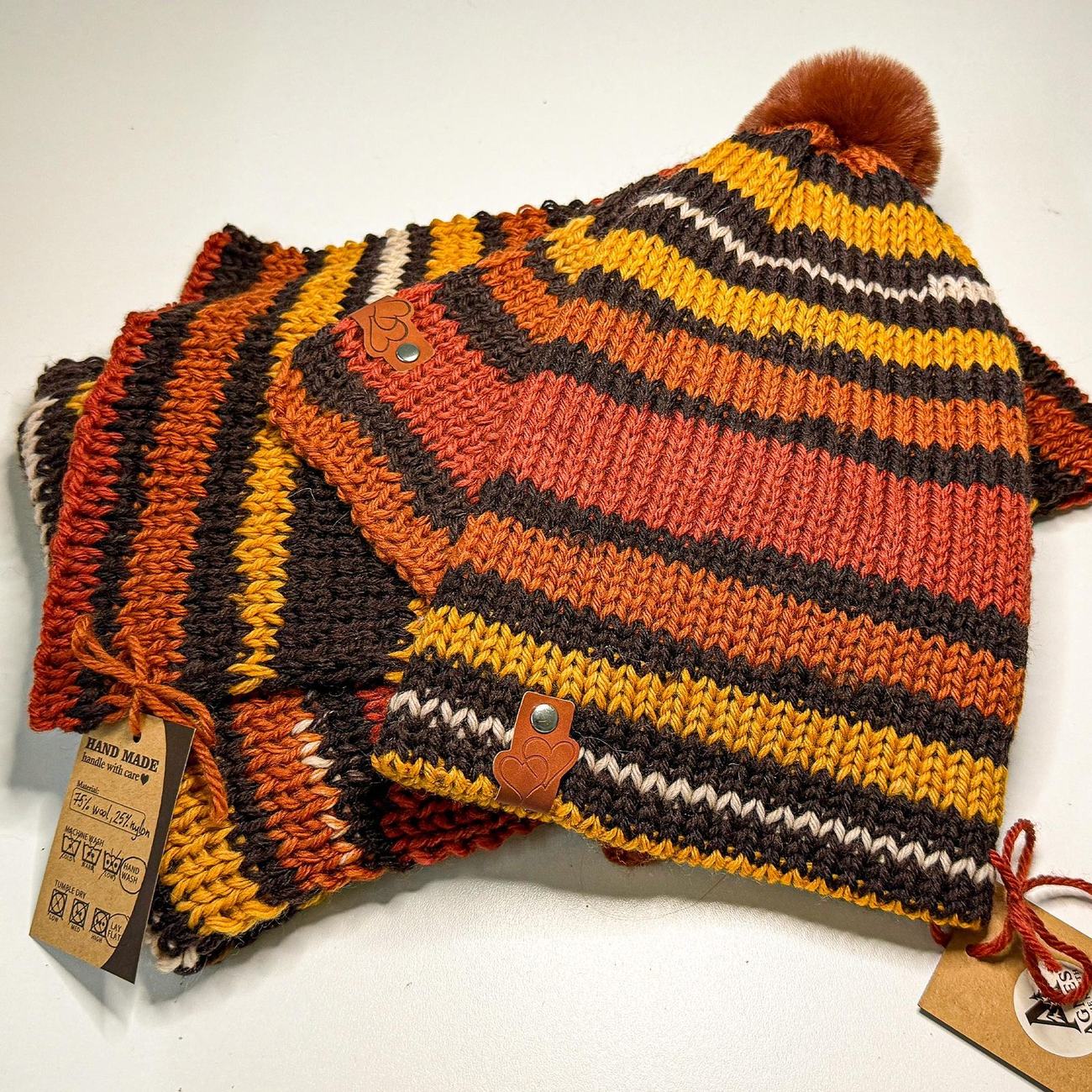 Beanie & scarf set, Autumn Stripes, photo 5